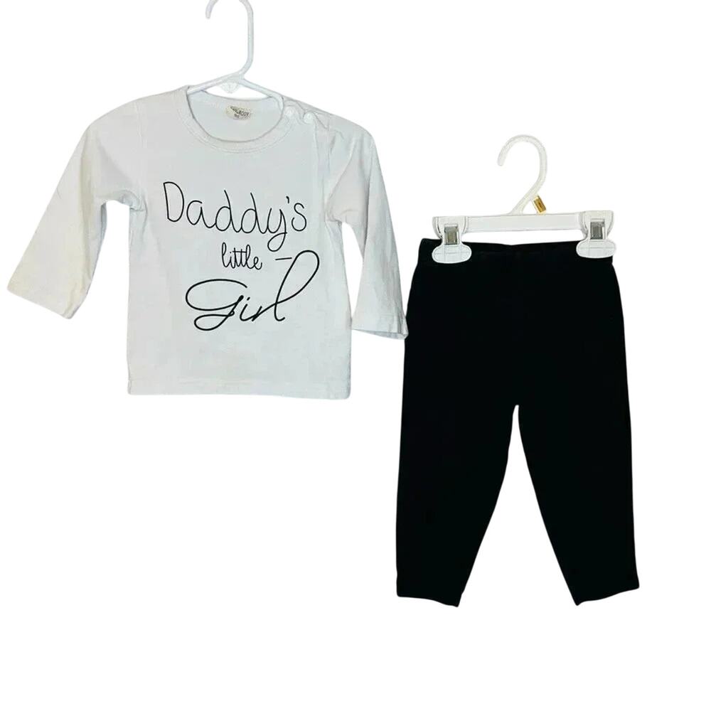 Toddler girl’s long sleeve white top/ Carter’s black pants Size 18 months